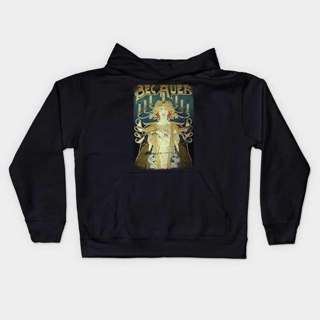 Art Nouveau - Bec Auer Alphonse Mucha Kids Hoodie by AltrusianGrace